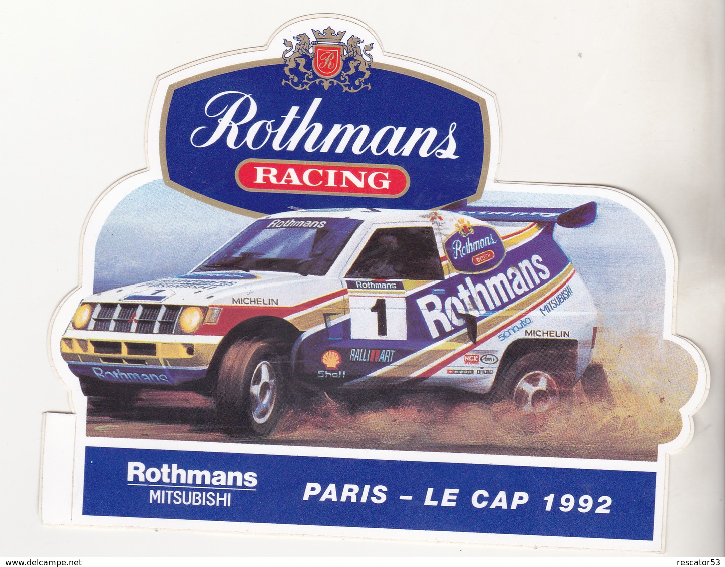 Rare Autocollant Rothmans Racing Paris-Le Cap 1992 Mitsubishi - Apparel, Souvenirs & Other