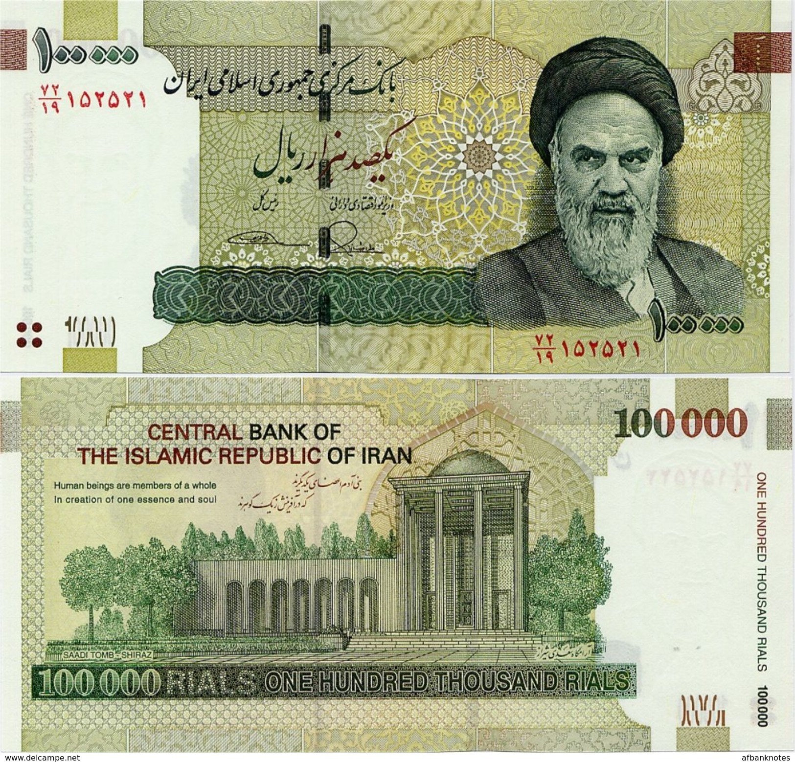IRAN       100,000 Rials       P-151[b]       ND (2013)      UNC  [ Sign. 37 ] - [ 100000 ] - Iran