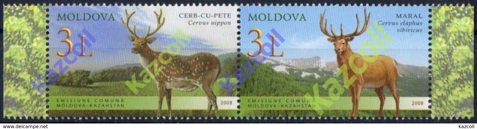 Moldova 2008. Joint Issue Moldova - Kazakhstan. Fauna. Reindeer. Deer. Animals. - Moldavia