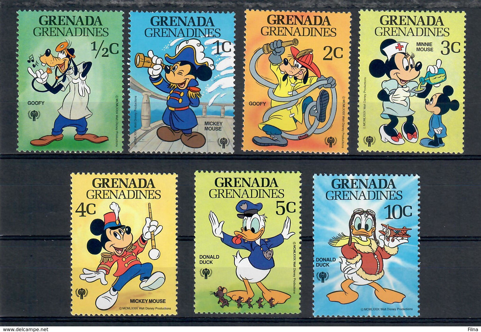 GRENADA GRENADINES 1979 - WALT DISNEY - FUMETTI - ALCUNI VALORI - MNH ** - Grenada (1974-...)