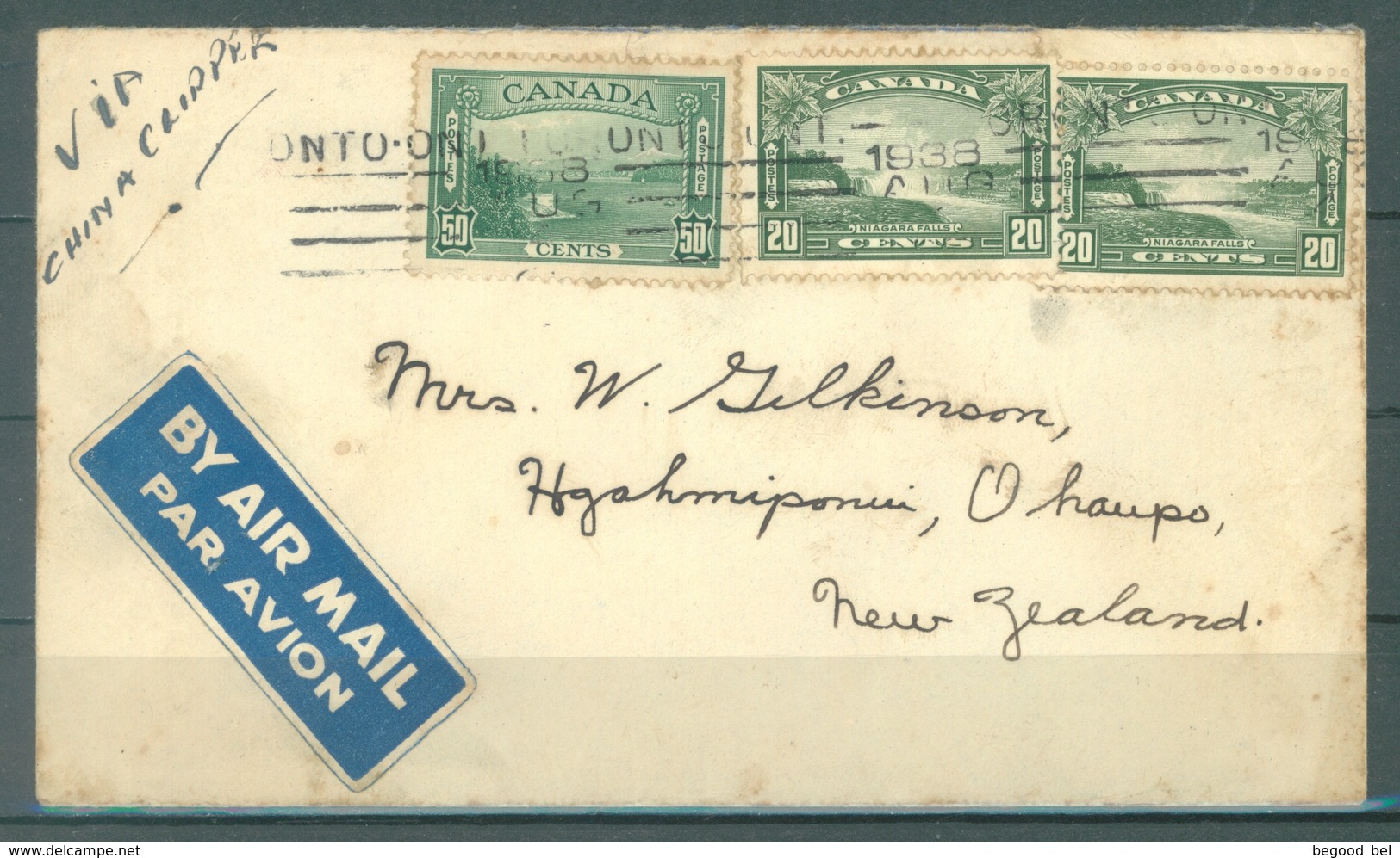 CA - LETTER VIA CHINA CLIPPER - 8.1938 - FROM CANADA TO NEW ZEALAND - Yv 187-200 Mi 192-207 SG 349-366 - Lot 16873 - Lettres & Documents