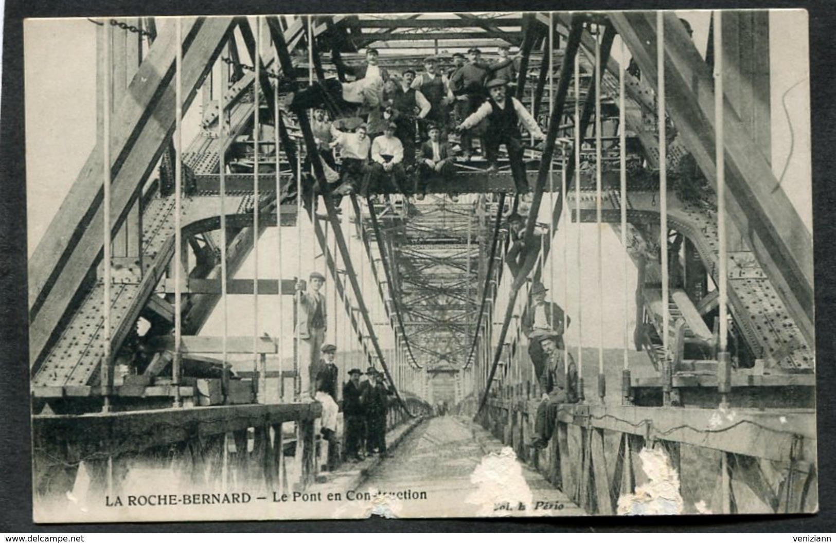 CPA - LA ROCHE BERNARD - Le Pont En Construction, Très Animé - La Roche-Bernard