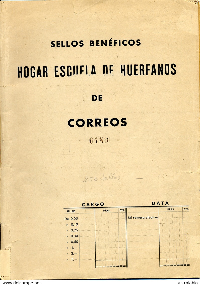 256 Sellos En Carnet-mapon De Correos. 1937 Edifil Beneficencia 9 Escaso Y Bien Conservado. Ver 2 Scan - Beneficiencia (Sellos De)