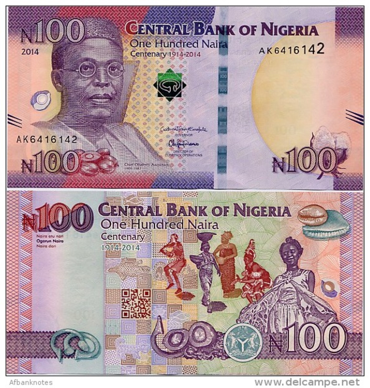 NIGERIA       100 Naira     Comm.       P-41       2014       UNC - Nigeria