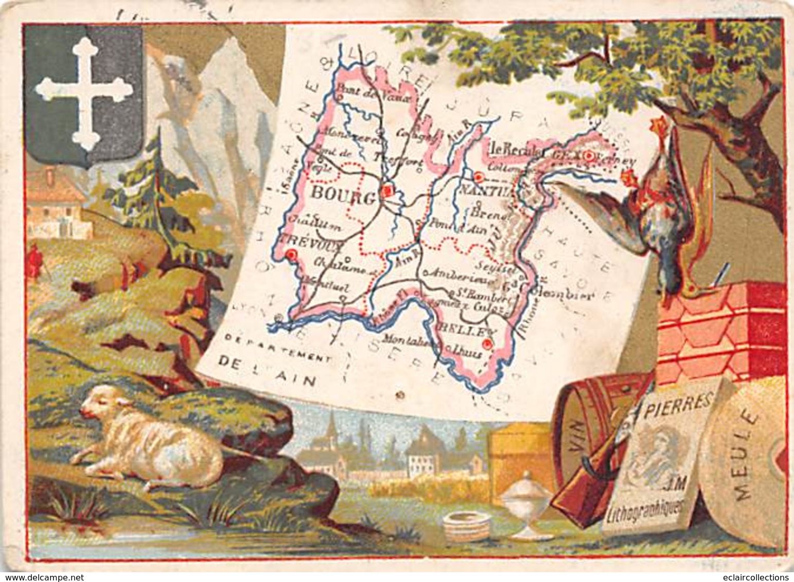 Carte Géographique   01   Du Département De L'Ain  11,5 X 8,5   (voir Scan) - Zonder Classificatie