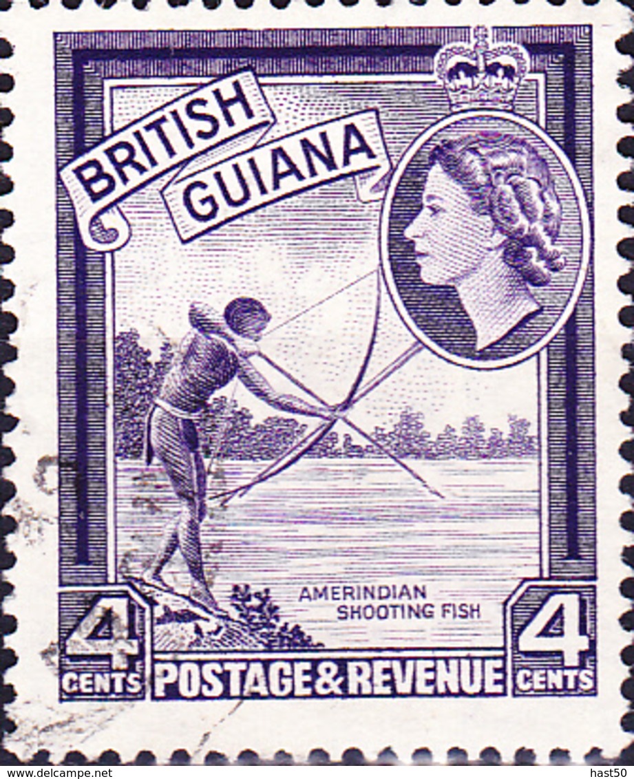 Britisch-Guayana - Eingeborener, Fische Schießend (MiNr: 202) 1954 - Gest Used Obl - British Guiana (...-1966)