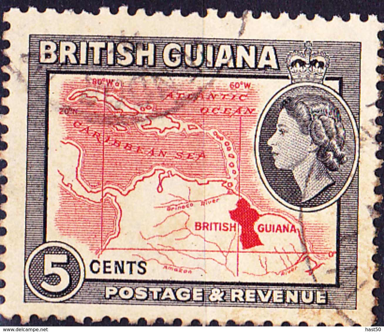 Britisch-Guayana - Landkarte (MiNr: 203) 1954 - Gest Used Obl - British Guiana (...-1966)