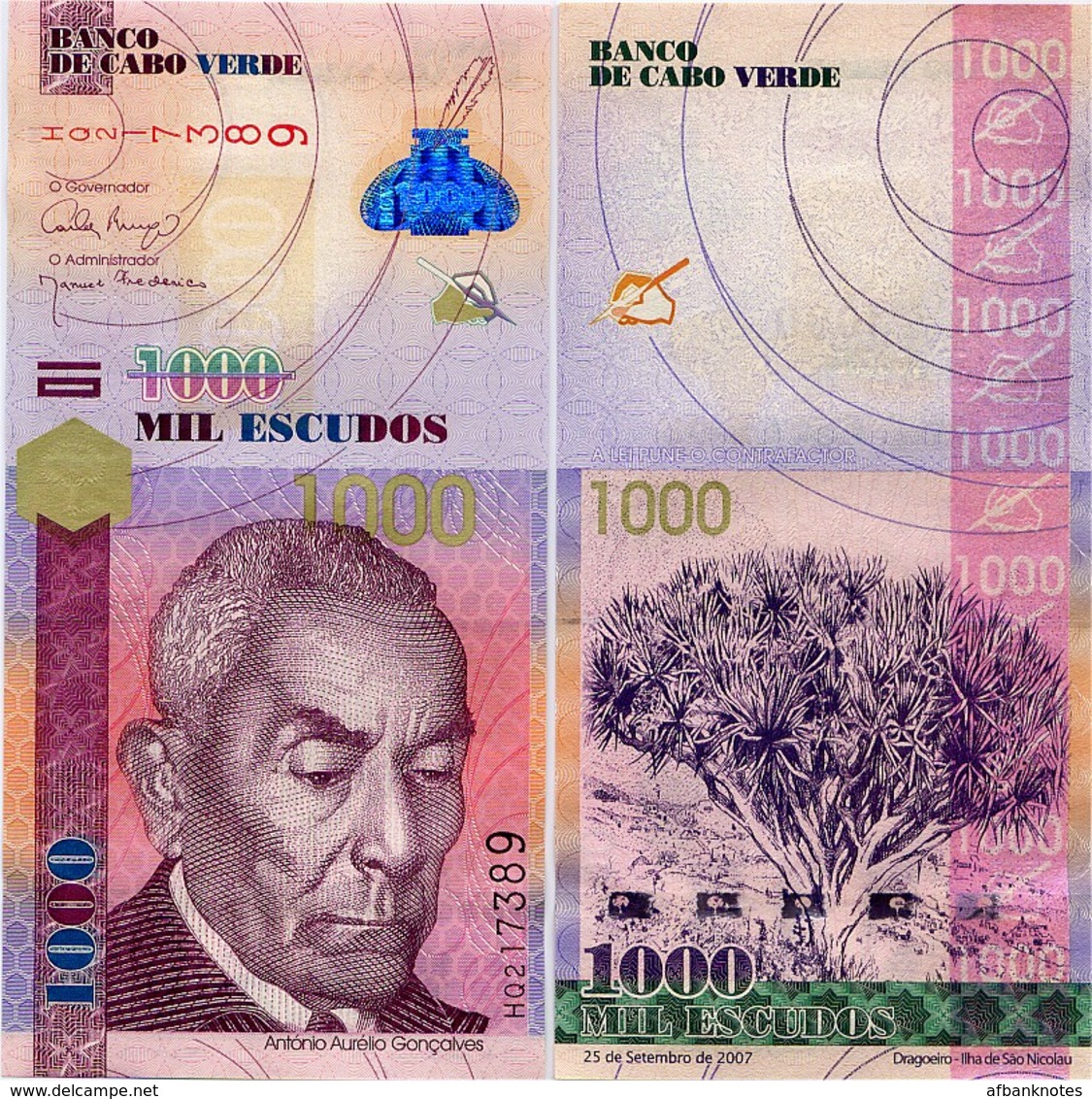 CAPE VERDE       1000 Escudos       P-70a       25.9.2007       UNC - Kaapverdische Eilanden