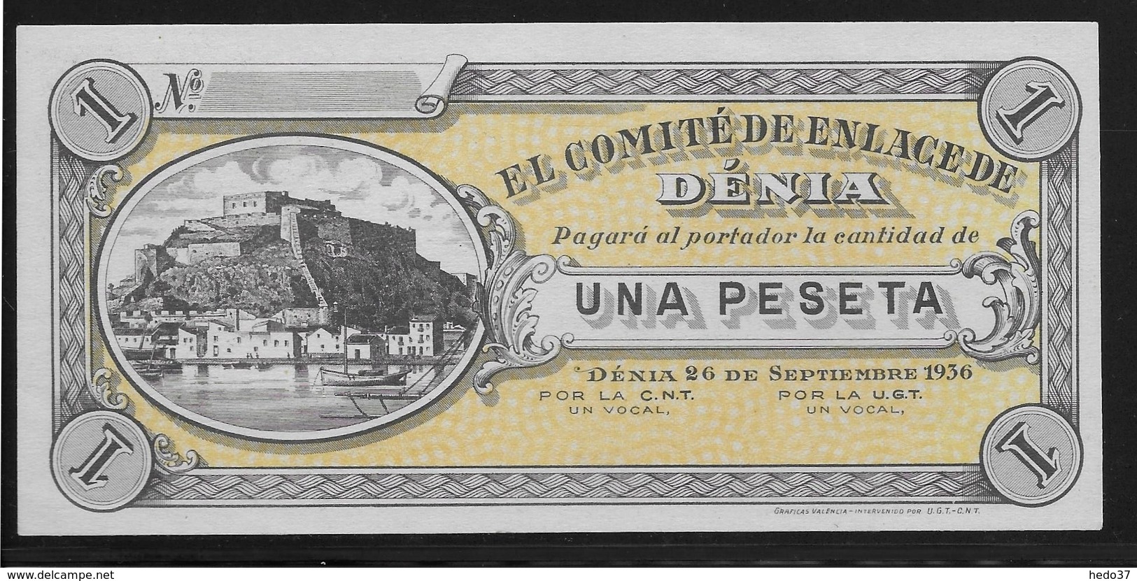 Espagne -  1 Peseta - 1936 - Denia - NEUF - Autres & Non Classés