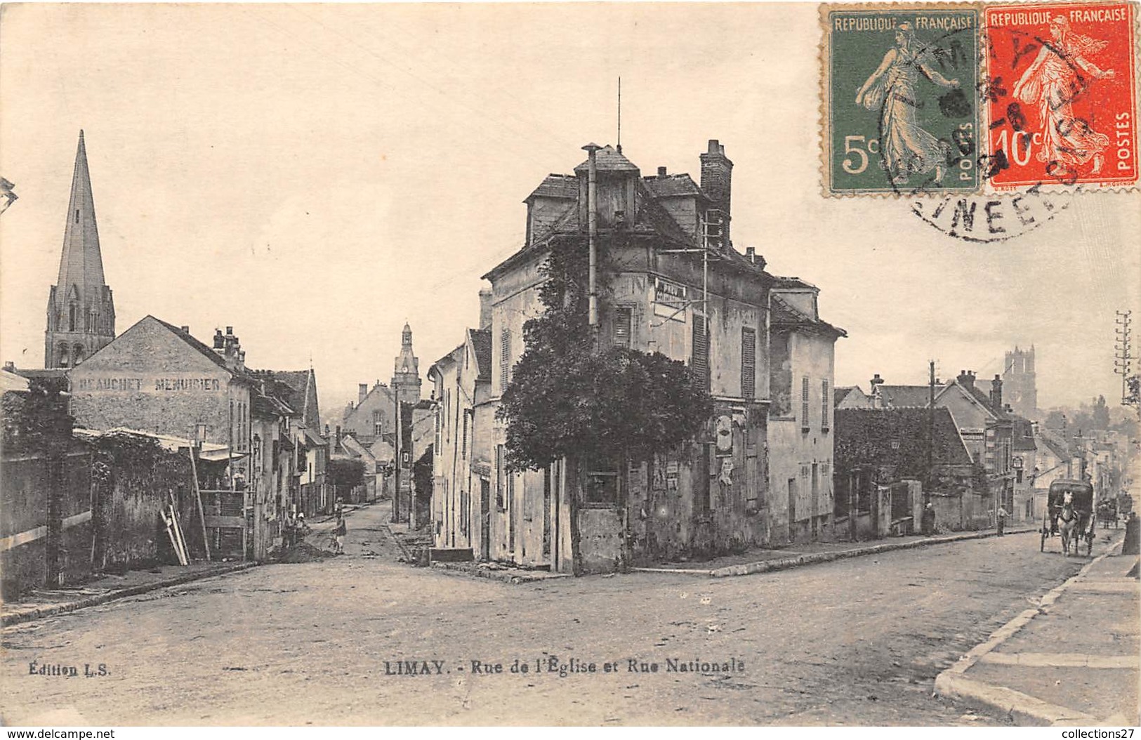 78-LIMAY- RUE DE L'EGLISE ET RUE NATIONALE - Limay