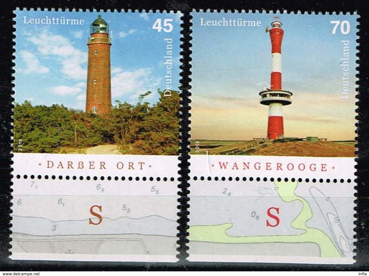 Bund 2018, Michel# 3391 - 3392 ** Leuchttürme: Darßer Ort Und Wangerooge - Unused Stamps