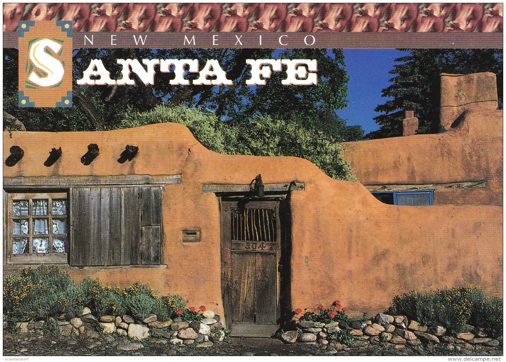 Adobe Houses With Old Spanish Courtyards, Santa Fe, New Mexico, USA Unused - Santa Fe