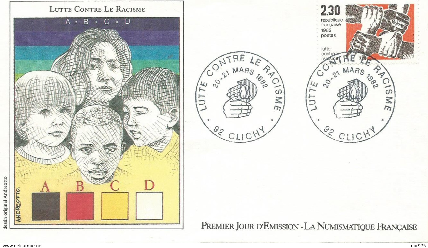 Envelope 1er Jour 1982lutte Contre Le Racime  92 Clichy - Lettres & Documents