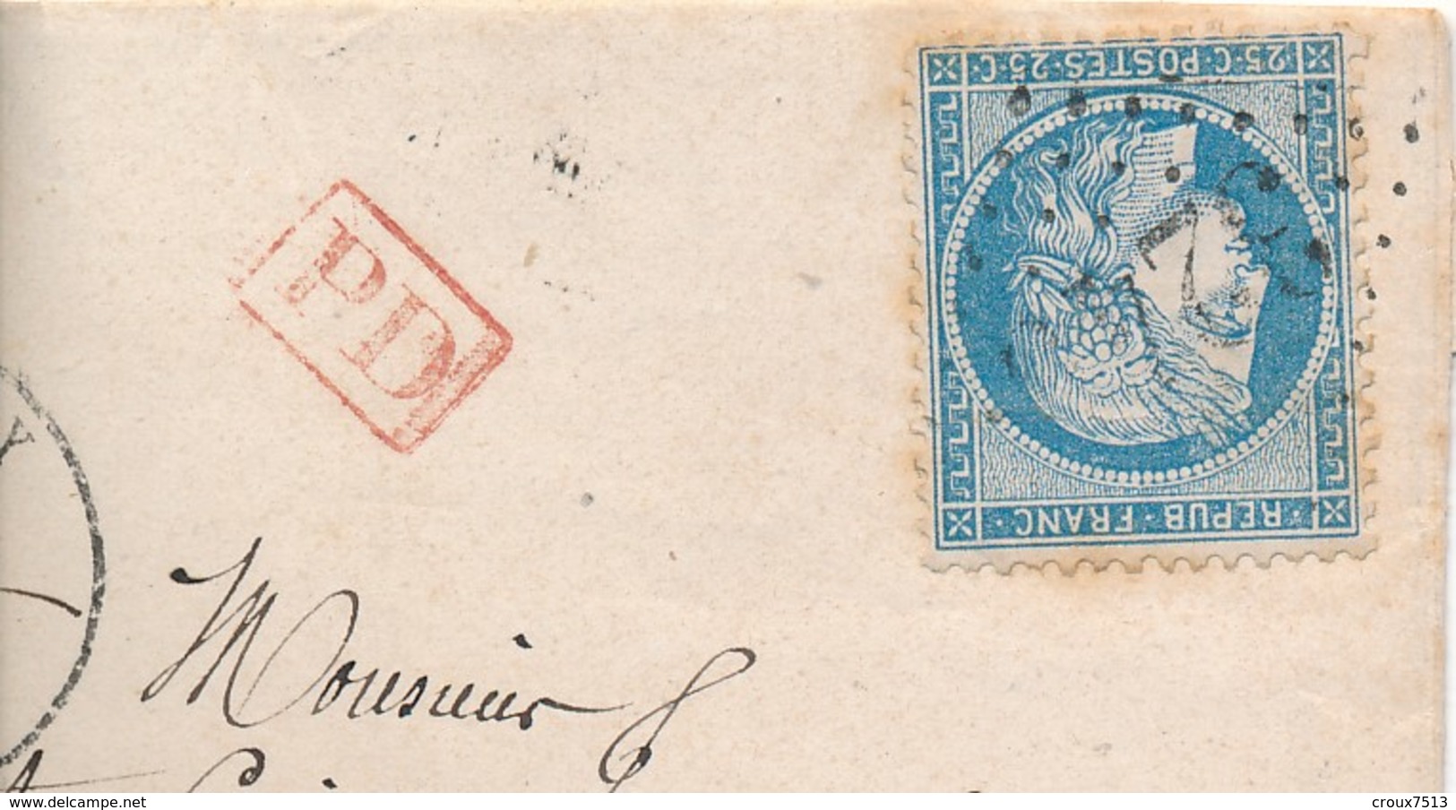 1872 LSC De Russey (GC 3249) Tarif Frontalier à 25 C Pour La Suisse TB. - 1871-1875 Cérès