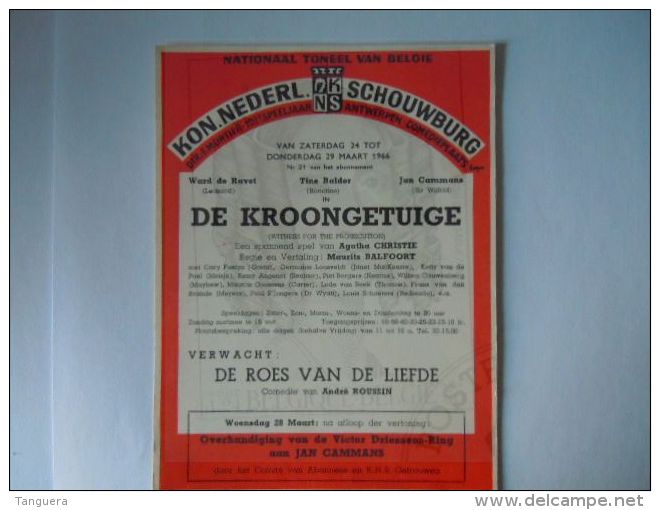 KNS Antwerpen Schouwburg Toneel Programma Met Ward De Ravet Maart 1956 Briefkaart Pre 654 Form 11,7 X 15 Cm - Programmes