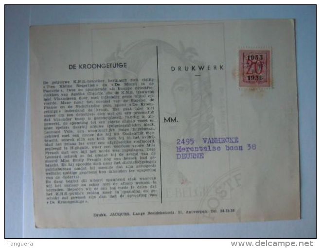 KNS Antwerpen Schouwburg Toneel Programma Met Ward De Ravet Maart 1956 Briefkaart Pre 654 Form 11,7 X 15 Cm - Programmes