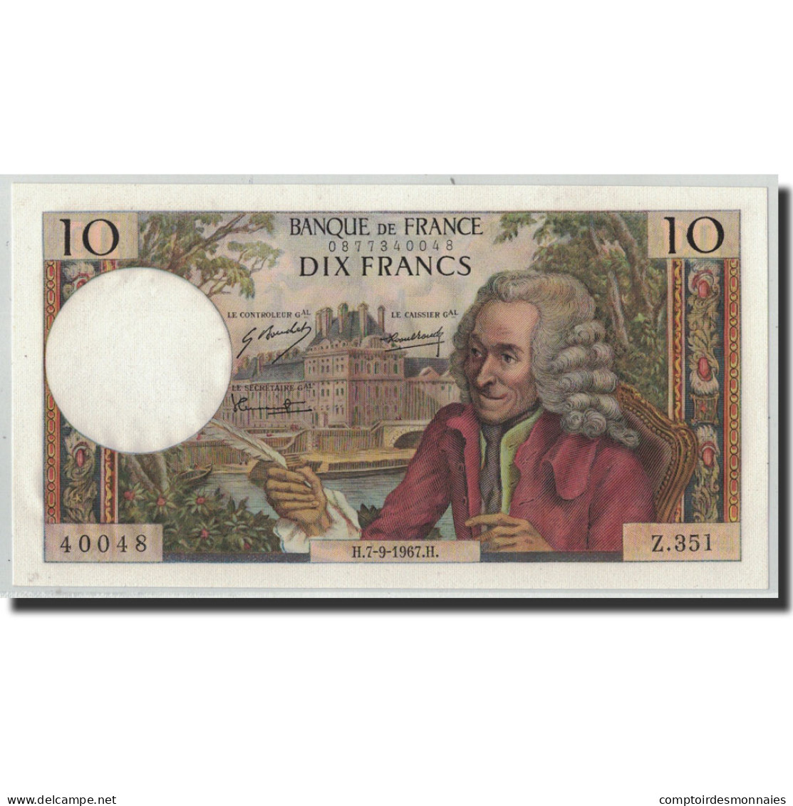 France, 10 Francs Voltaire, 1967-09-07, SPL, Fayette:62.28, KM:147c - 10 F 1963-1973 ''Voltaire''