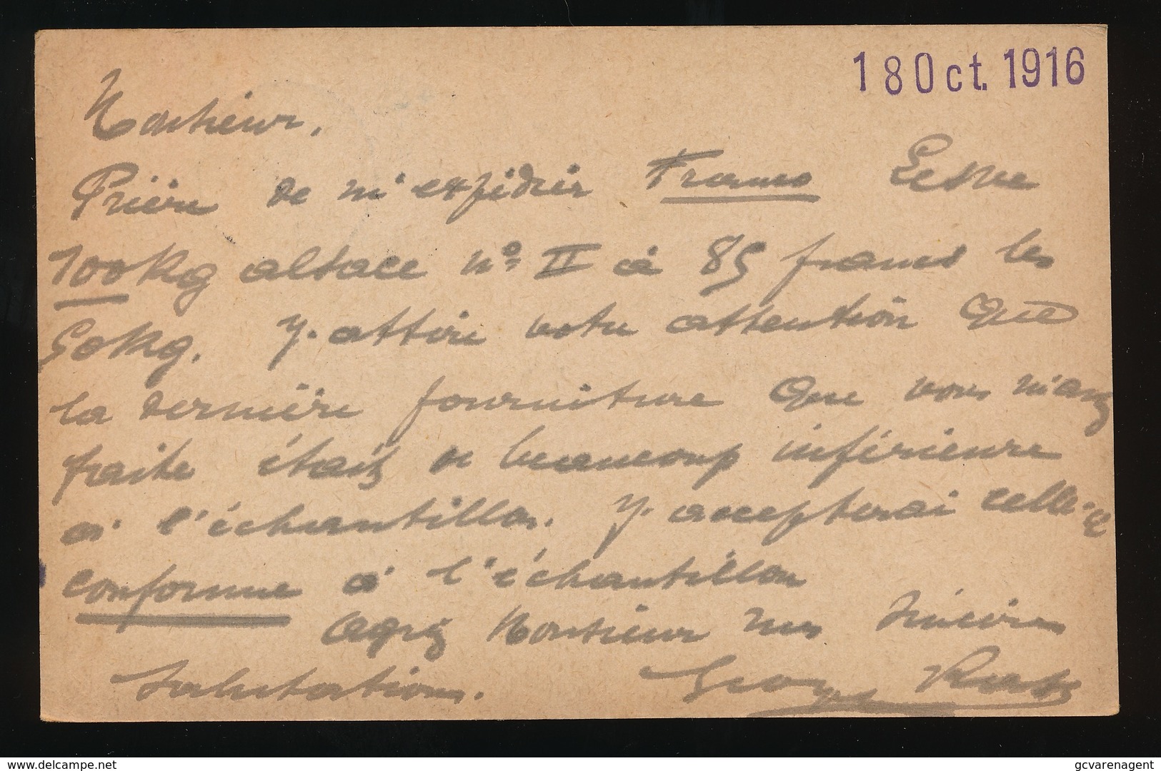 BRASSERIE DE LESVE - GEORGES RASE   - DUITSE CONTROLE STEMPEL 1916 - NAAR ASSE -  ZIE 2 AFBEELDINGEN - Asse