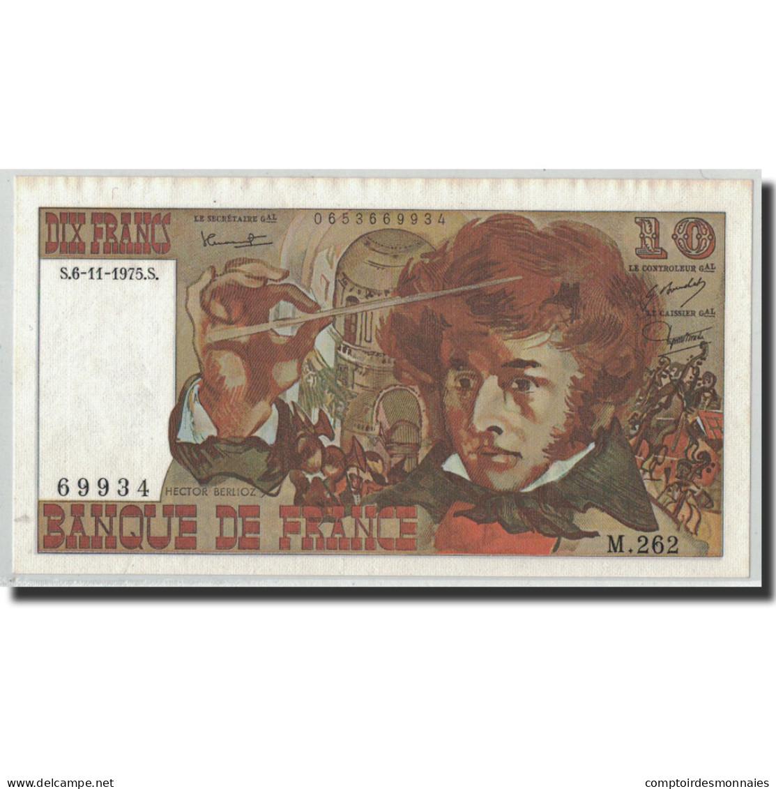 France, 10 Francs Berlioz, 1975-11-06, SPL, Fayette:63.14, KM:150b - 10 F 1972-1978 ''Berlioz''