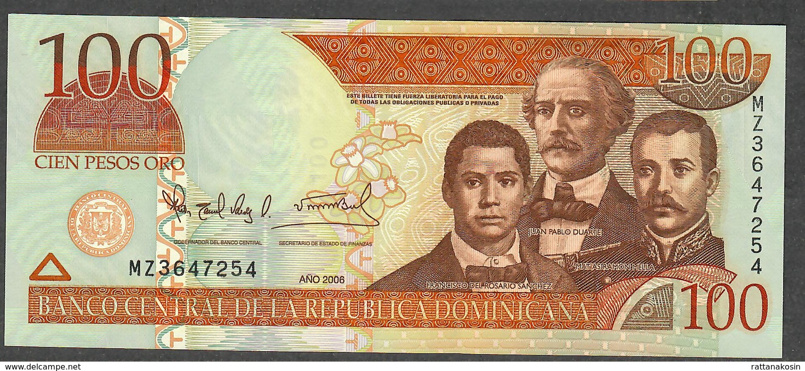 DOMINICAN REPUBLIC P177a 100 PESOS  2006  # MZ   UNC. - Repubblica Dominicana