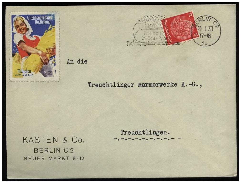 3. Reich - DR Ort Briefumschlag Mit Vignette , Reichsnährstand Ausstellung München 1937: Gebraucht Mit Werbestempel Gr - Storia Postale