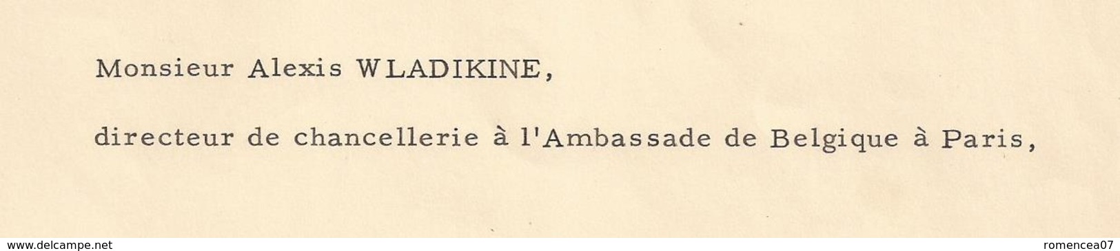 ROYAUME De BELGIQUE - AUTORISATION Au PORT De La LEGION D'HONNEUR - Ambassade à Paris - 5 Janvier 1962 - A Voir ! - Documents Historiques