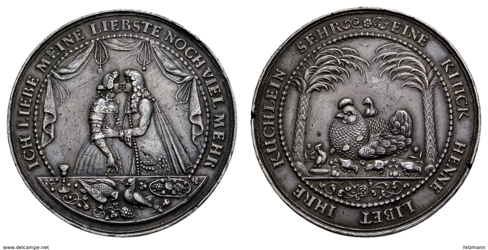 Frederik III. 1648-1670, Silbermedaille, O.J. (um 1650), Unsigniert, Von J. Blum Oder S. Dadler, Auf Die Trauung, Gluckh - Denmark