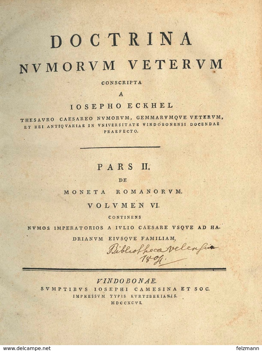 DOCTRINA NVMORVM VETERVM, Von Joseph Eckhel, Wien, 1796 Und 1797, Teil 2, Bände VI Und VII, Römisches Geld, Je Saubere G - Old Books