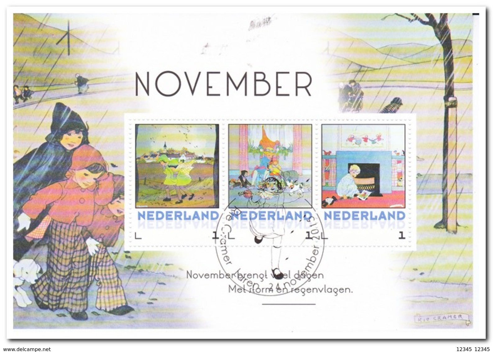 Nederland, Gestempeld USED, November ( With 3 Postcards ) - Francobolli Personalizzati