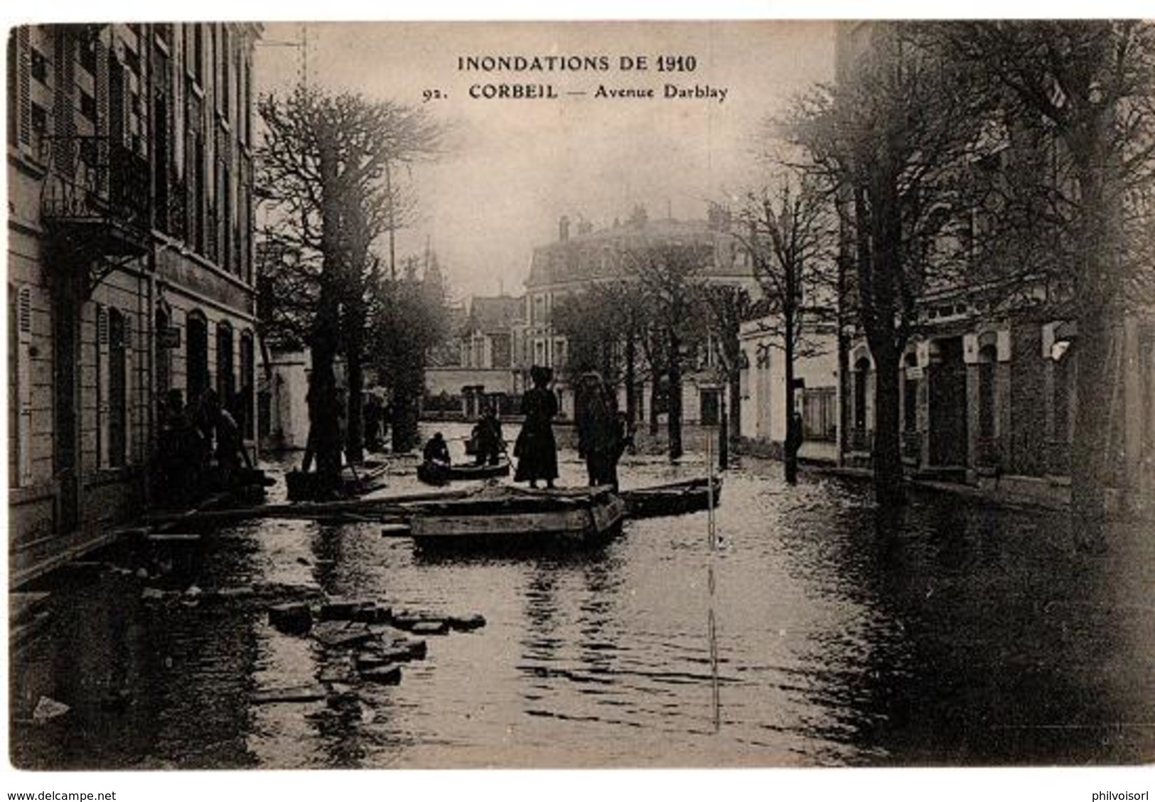 INNONDATIONS 1910 CORBEIL AVENUE DARBLAY BARQUES TRES ANIMEE - Corbeil Essonnes