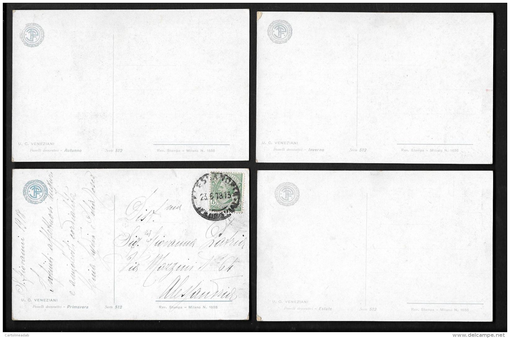 [DC12025] CPA - SERIE DI 4 CART. 4 STAGIONI ILLUSTRATE U. Q. VENEZIANI SERIE 512 - PREFETTE - Old Postcard - Altri & Non Classificati