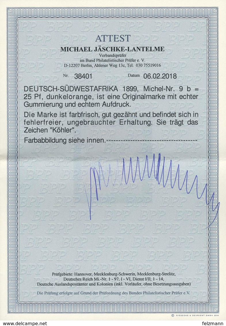 Ungebraucht 25 Pfg Krone/Adler Dunkelorange In Ungebrauchter Prachterhaltung, Farbfrisch Und Gut Gezähnt, Sign. Köhler S - Sonstige & Ohne Zuordnung