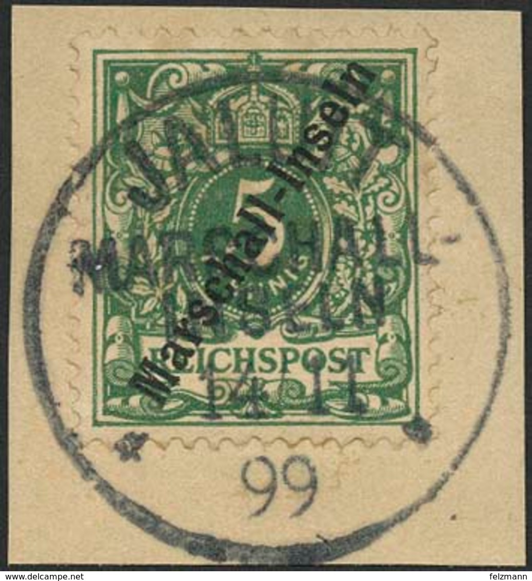 Briefstück 5 Pfg Krone/Adler Jaluit-Ausgabe Mit Voll Aufsitzendem 1. Stempel JALUIT 14 11 99 Auf Luxus-Briefstück, Farbf - Sonstige & Ohne Zuordnung