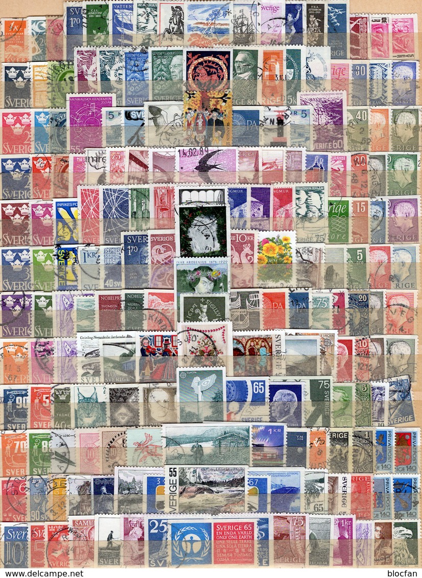Motive Stamps Schweden 200 Verschiedene Marken O 99€ Plus MH 10,14,16+19 Sport Technik Natur Topic Art Sets Sverige - Collections