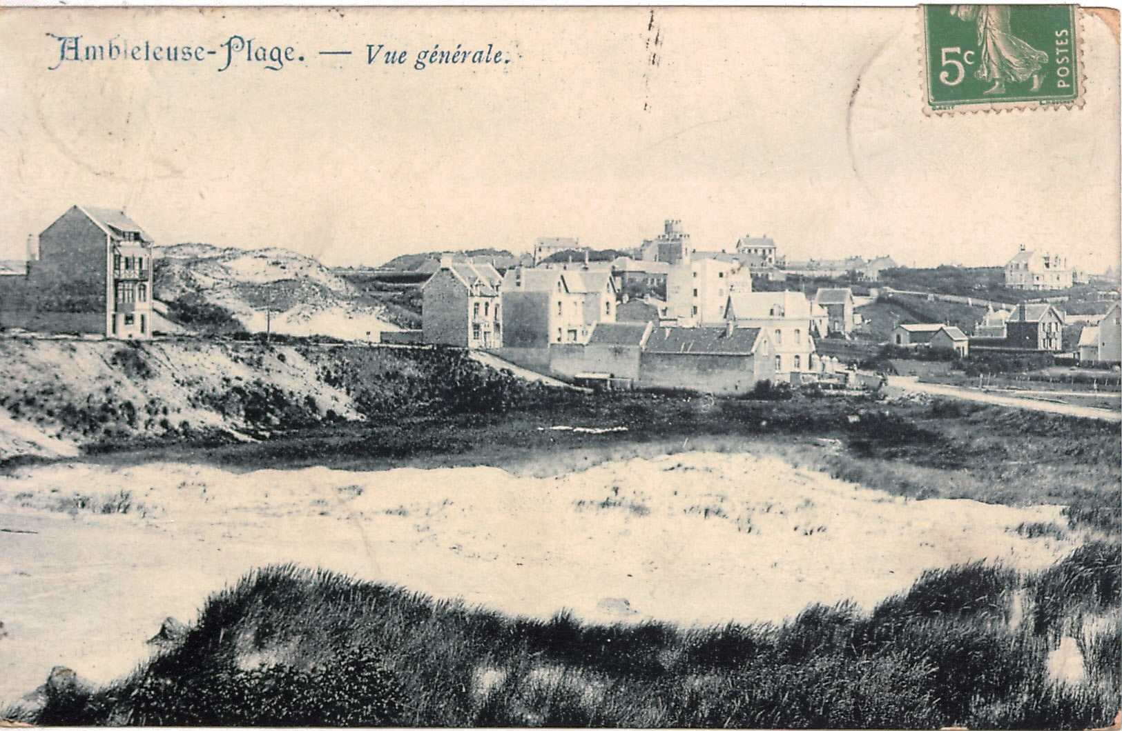 Cpa 62 AMBLETEUSE-PLAGE   Vue Générale , Carte Bleutée , 1910 - Other & Unclassified