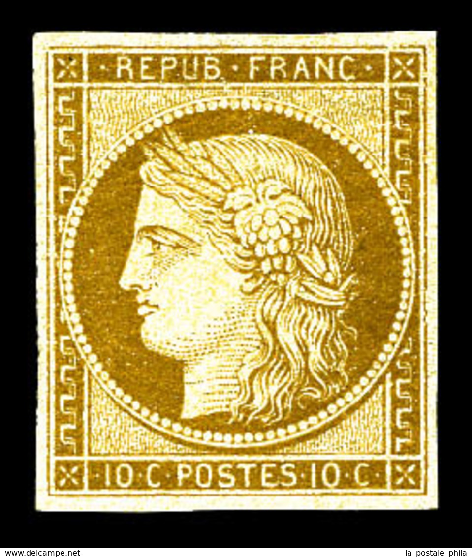 * N°1, 10c Bistre-jaune, Très Frais, TTB. R (signé Calves/certificats)  Qualité: *  Cote: 3000 Euros - 1849-1850 Ceres