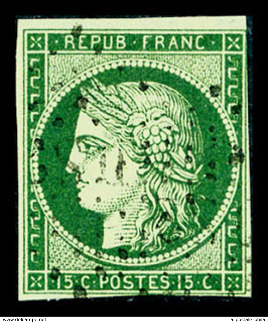 O N°2b, 15c Vert-foncé Marges Courtes Mais Intactes, Très Jolie Couleur, TB (certificat)  Qualité: O  Cote: 1250 Euros - 1849-1850 Ceres