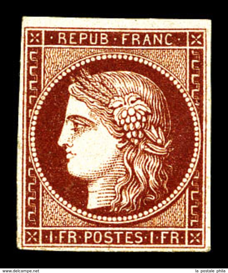 * N°6B, 1F Carmin-brun Foncé, Gomme Légèrement Atténuée, Fraîcheur Postale, SUPERBE, R.R. (certificats)  Qualité: *  Cot - 1849-1850 Ceres