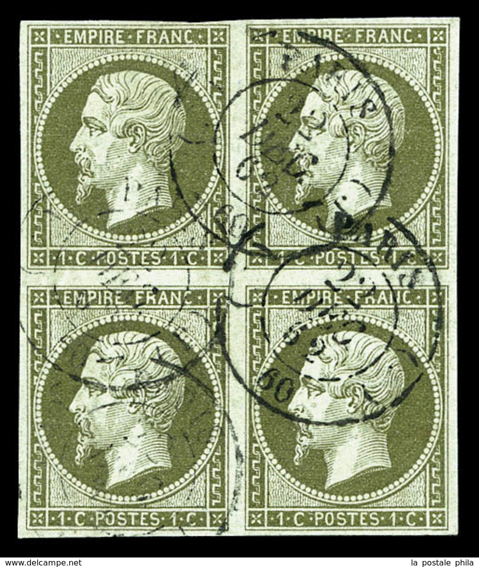 O N°11a, 1c Bronze En Bloc De Quatre. TTB (certificat)  Qualité: O  Cote: 1100 Euros - 1853-1860 Napoleone III