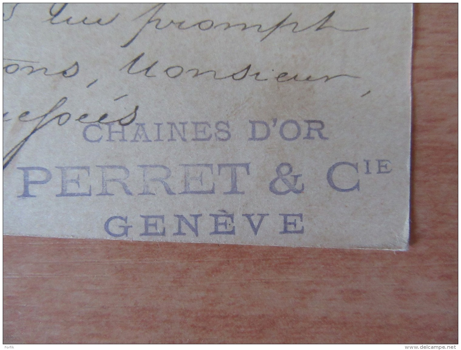 Entier Postal / Carte Suisse - 10c - Genève Vers Les Molunes (Jura) - Cachet Chaînes D'Or Perret &amp; Cie - 1894 - Entiers Postaux