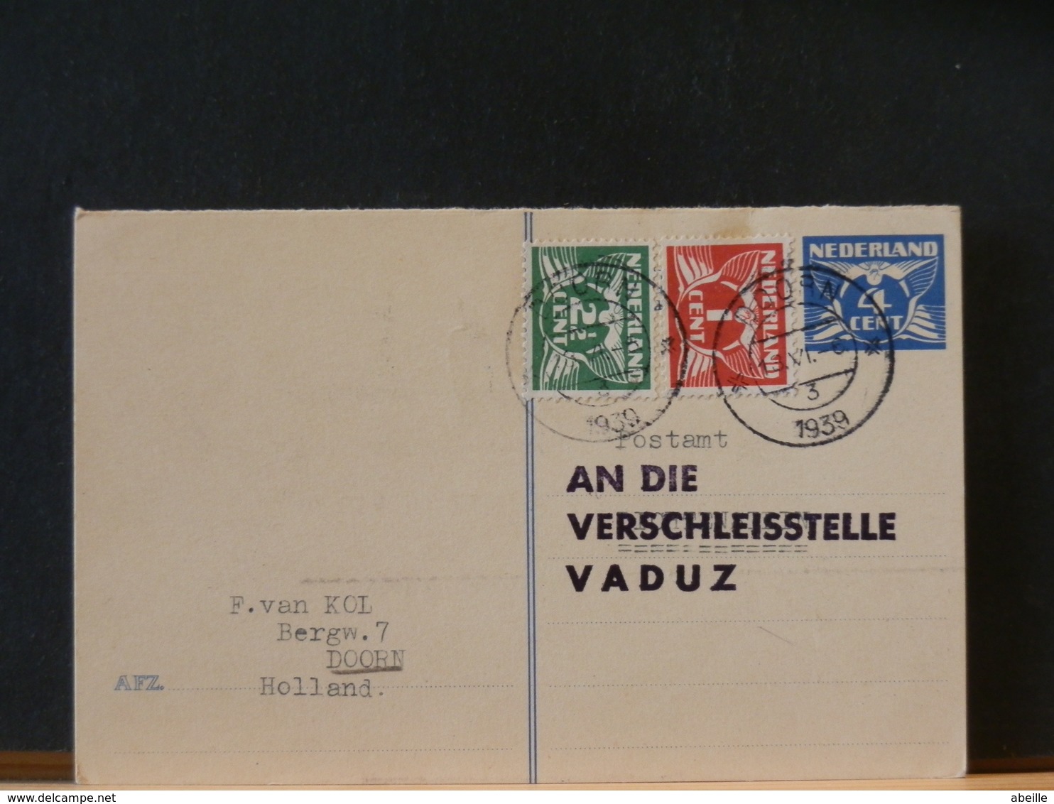 77/469  BRIEFKAART NAAR VADUZ  1939 MET BIJFRANKERING - Brieven En Documenten