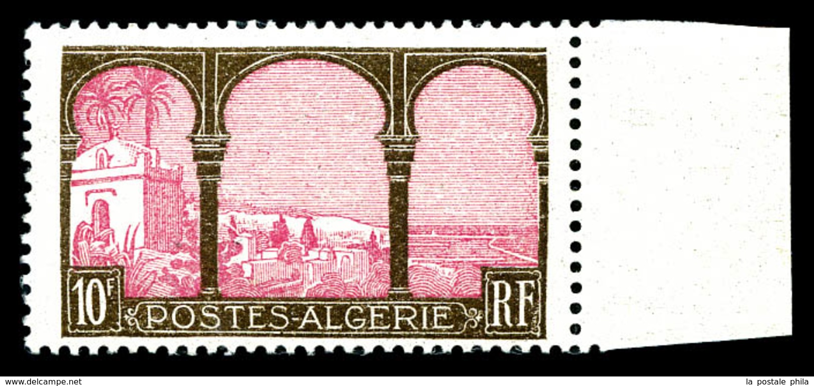 ** ALGERIE N°84c, 10F Brun Et Rosé: Variété 'arbre Coupé', Bdf. TTB (signé Brun/certificat)  Qualité: ** - Nuovi