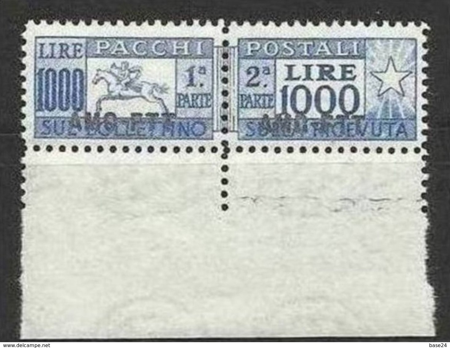 1954 Italia Italy Trieste A  CAVALLINO 1000 LIRE Azzurro Oltremare MNH**  Pacchi Postali Parcel Post - Postal And Consigned Parcels