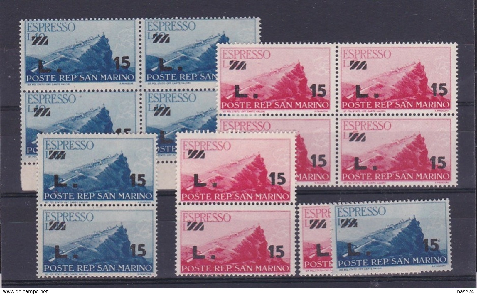 1947 San Marino Saint Marin ESPRESSO  EXPRESS 2 Valori (x7): 4+2+1 MNH** - Francobolli Per Espresso