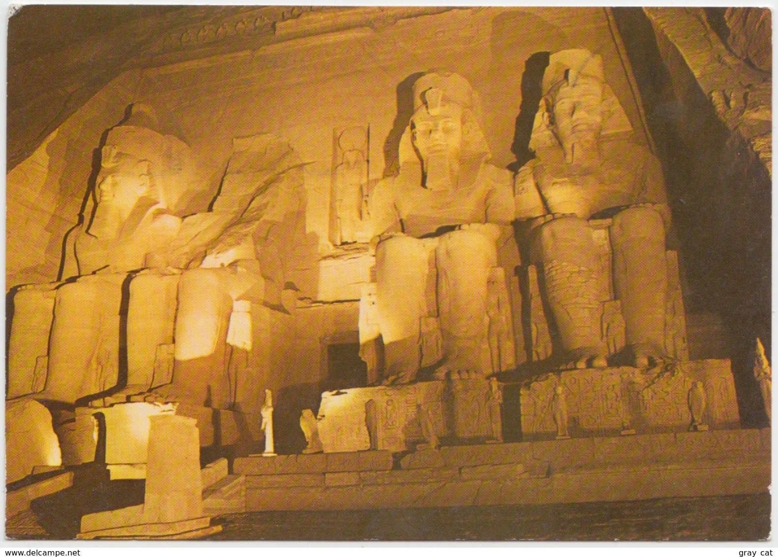 Abu Simbel Temple, Illuminated By Night, Egypt, Used Postcard [21205] - Tempels Van Aboe Simbel