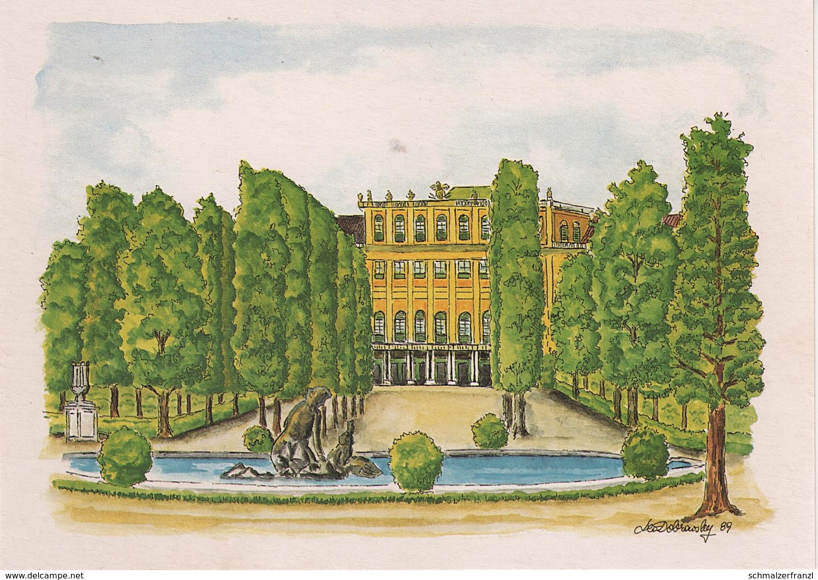 Künstlerkarte AK Leo Dobrowsky Wien Schloss Schönbrunn Kunst Art Malerei Aquarell Österreich Austria Autriche - Sonstige & Ohne Zuordnung