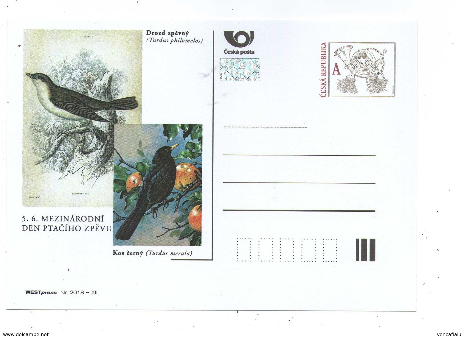 Czech Republic 2018 - International Day Of Bird Singing, Special Postal Stationery, MNH - Pájaros Cantores (Passeri)