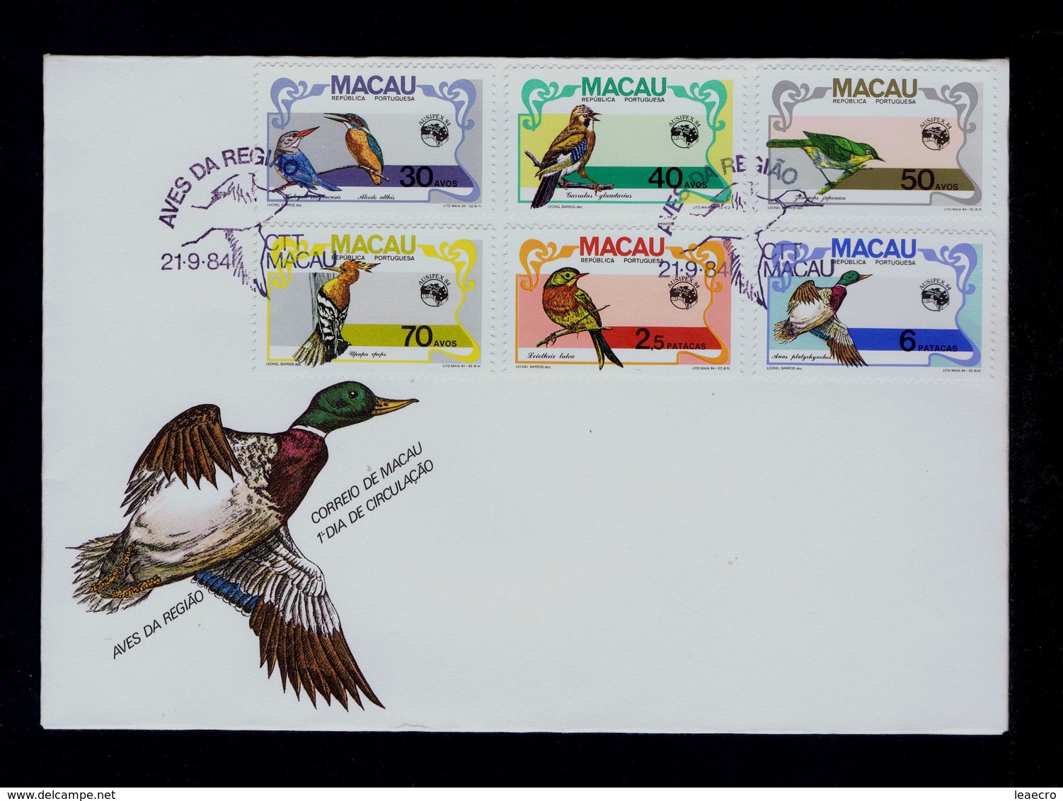 MACAO Macau Native Local Birds Regional Oiseaux Faune Animals Fdc 1984 Portugal Gc3424 - Lettres & Documents