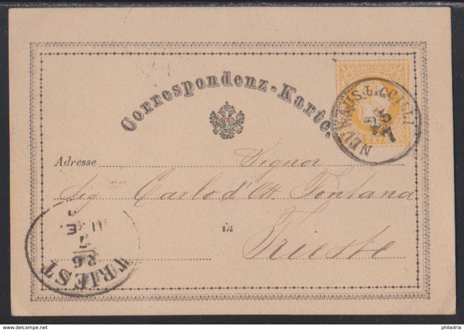 Neuhaus B. Cilli (Dobrna), On 2 Kr. Yellow Postcard, July 1875 - Covers & Documents