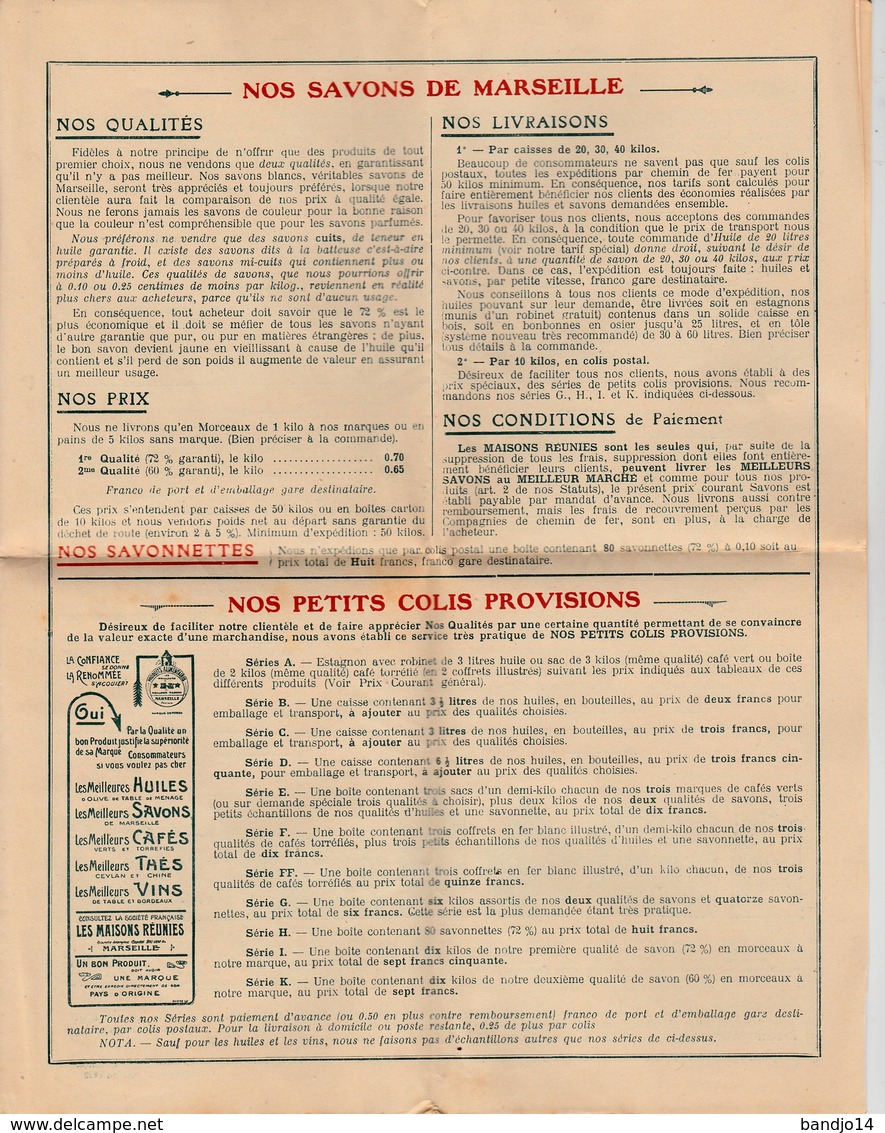 Marseille  - Catalogue Des "Maisons Reunies " 105 Avenue Du Prado - Vers 1910- 6 Scan - Lebensmittel